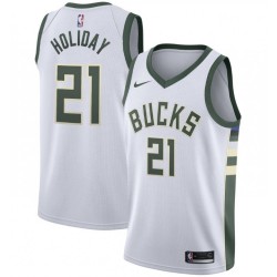 Men's Milwaukee Bucks Jrue Holiday #21 Nike White 2020/21 Swingman Jersey - Association Edition