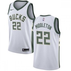 Men's Milwaukee Bucks Khris Middleton #22 Nike White 2020/21 Swingman Jersey - Association Edition