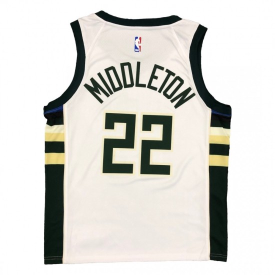 Men's Milwaukee Bucks Khris Middleton #22 Nike White 2020/21 Swingman Jersey - Association Edition