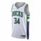 Men's Milwaukee Bucks Giannis Antetokounmpo #34 Nike White 21/22 Swingman NBA Jersey - City Edition