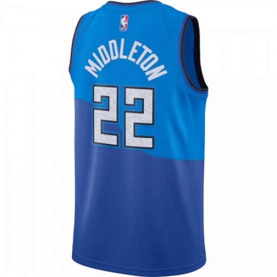 Men's Milwaukee Bucks Khris Middleton #22 Nike Blue 2020/21 Swingman Player Jersey – City Edition