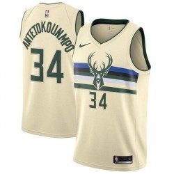 Men's Milwaukee Bucks Giannis Antetokounmpo #34 Nike Cream Swingman Jersey - City Edition