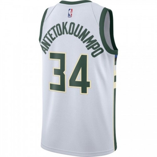 Men's Milwaukee Bucks Giannis Antetokounmpo #34 White Swingman Jersey - Association Edition