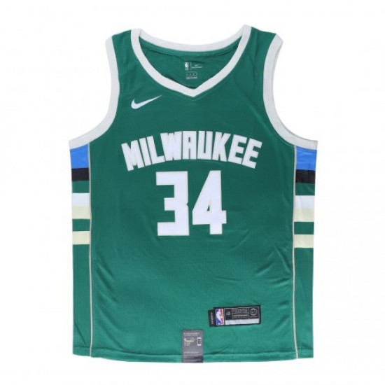 Men's Milwaukee Bucks Giannis Antetokounmpo #34 Green Swingman Jersey - Icon Edition