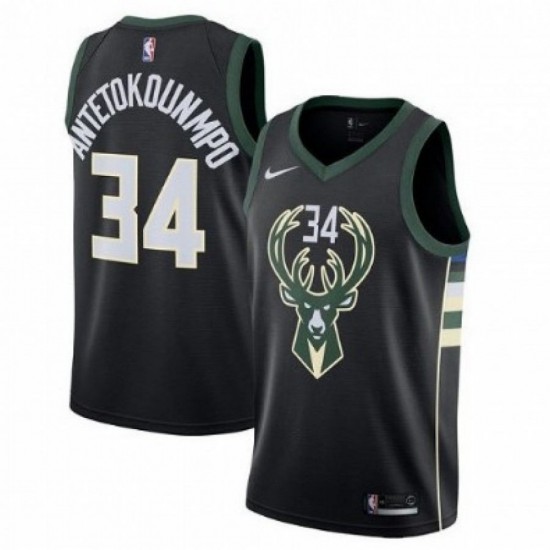 Men's Milwaukee Bucks Giannis Antetokounmpo #34 Black Swingman Jersey - Statement Edition