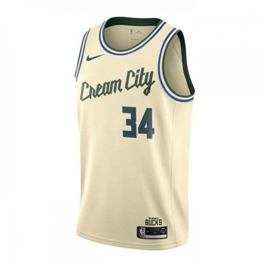 Men's Milwaukee Bucks Giannis Antetokounmpo #34 Nike Cream City  Swingman Jersey - City Edition