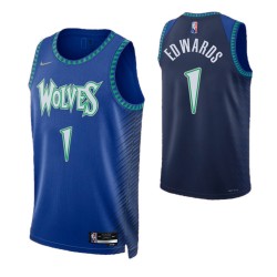 Men's Minnesota Timberwolves Anthony Edwards #1 Nike Blue 2021/22 Swingman NBA Jersey - City Edition