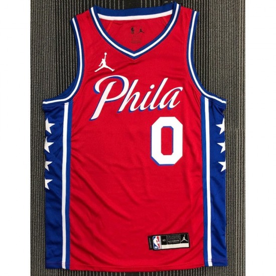 Men's Philadelphia 76ers Tyrese Maxey #0 Jordan Red Swingman NBA Jersey - Icon Edition