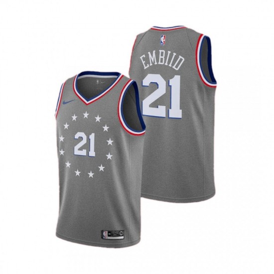 Men's Philadelphia 76ers Joel Embiid #21 Gray Swingman Jersey - City Edition