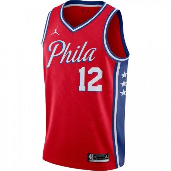 Men's Philadelphia 76ers Tobias Harris #12 Jordan Red 2020/21 Swingman Jersey - Statement Edition