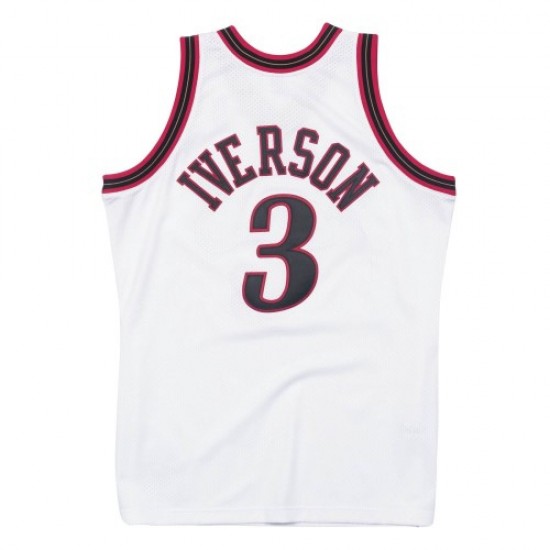 Men's Philadelphia 76ers Allen Iverson #3 Throwback Mitchell & Ness White 1997-98 Hardwood Classics Jersey