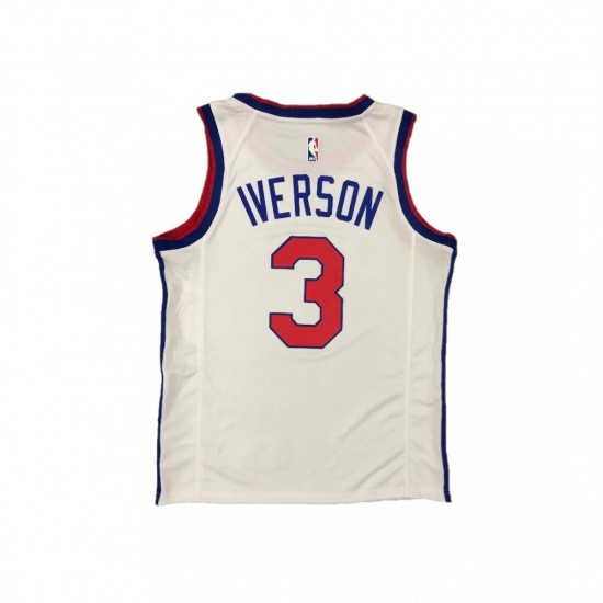 Men's Philadelphia 76ers Allen Iverson #3 Nike White Hardwood Classics Finished Swingman Jersey