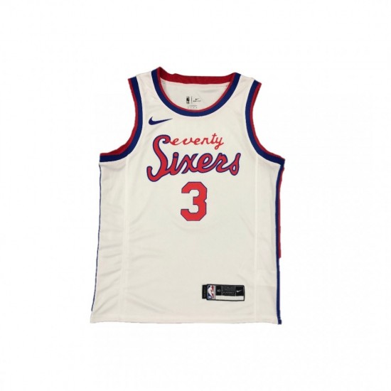 Men's Philadelphia 76ers Allen Iverson #3 Nike White Hardwood Classics Finished Swingman Jersey