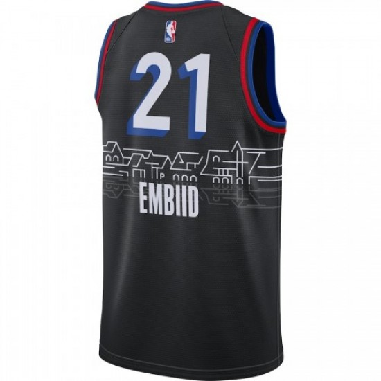 Men's Philadelphia 76ers Joel Embiid #21 Nike Black 2020/21 Swingman Player Jersey – City Edition