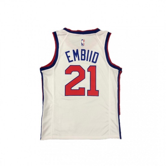 Men's Philadelphia 76ers Joel Embiid #21 White Hardwood Classics Finished Swingman Jersey