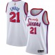 Men's Philadelphia 76ers Joel Embiid #21 White Hardwood Classics Finished Swingman Jersey