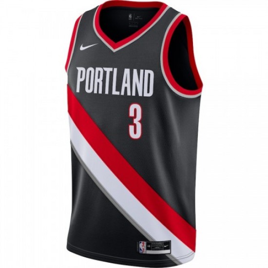 Men's Portland Trail Blazers C.J. McCollum #3 Nike Black 2020/21 Swingman Jersey - Icon Edition