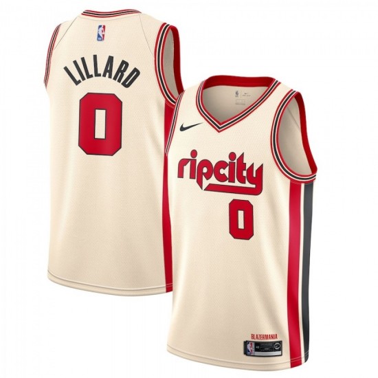 Men's Portland Trail Blazers Damian Lillard Nike Cream 2019/20 Swingman Jersey - City Edition