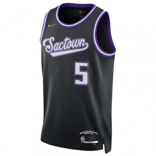 Men's Sacramento Kings De'Aaron Fox #5 Nike Black 2021/22 Swingman NBA Jersey - City Edition