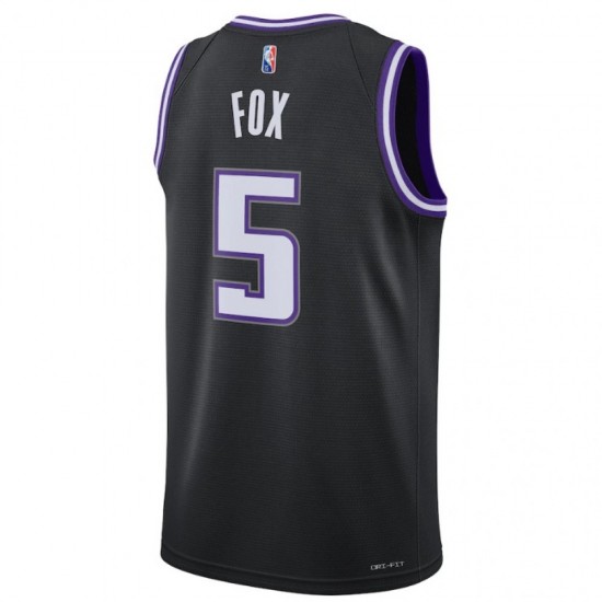 Men's Sacramento Kings De'Aaron Fox #5 Nike Black 2021/22 Swingman NBA Jersey - City Edition