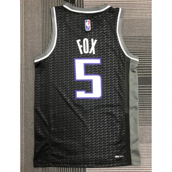 Men's Sacramento Kings De'Aaron Fox #5 Jordan Black 2021/22 Swingman NBA Jersey - City Edition