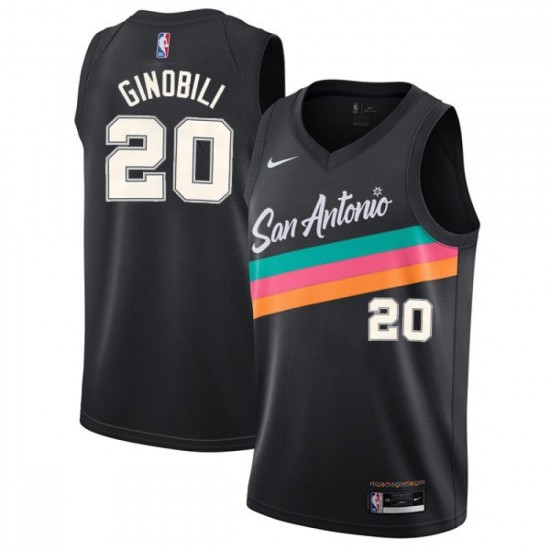 Men's San Antonio Spurs Manu Ginobili #20 Nike Black 20/21 Swingman Jersey-City Edition