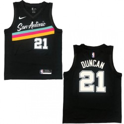 Men's San Antonio Spurs Tim Duncan #21 Nike Black 20/21 Swingman Jersey - City Edition