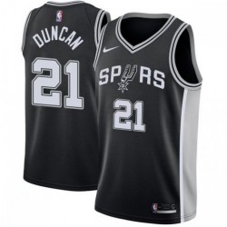 Men's San Antonio Spurs Tim Duncan #21 Nike Black 2020/21 Swingman Jersey - Icon Edition