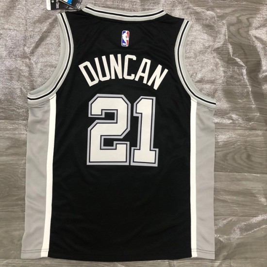 Men's San Antonio Spurs Tim Duncan #21 Nike Black 2020/21 Swingman Jersey - Icon Edition