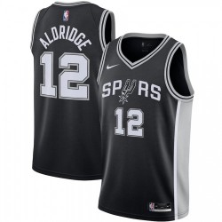 Men's San Antonio Spurs LaMarcus Aldridge #12 Nike Black 2020/21 Swingman Jersey - Icon Edition