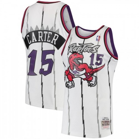 Men's Toronto Raptors Vince Carter #15 Mitchell&Ness White 1998-99 Hardwood Classics Swingman Jersey