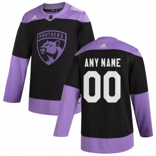 Men's Florida Panthers adidas Black Hockey Fights Cancer Custom Practice Jersey