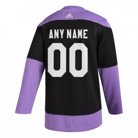 Men's Minnesota Wild adidas Black Hockey Fights Cancer Custom Practice Jersey