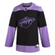 Men's Minnesota Wild adidas Black Hockey Fights Cancer Custom Practice Jersey