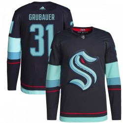 Philipp Grubauer Seattle Kraken adidas Home Authentic Primegreen Player Jersey - Navy