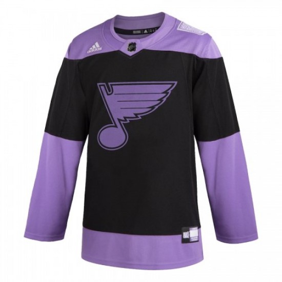 Men's St. Louis Blues adidas Black Hockey Fights Cancer Custom Practice Jersey