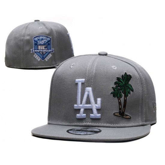 LA Dodgers Anniversary Green Palm Tree Grey Snapback Cap