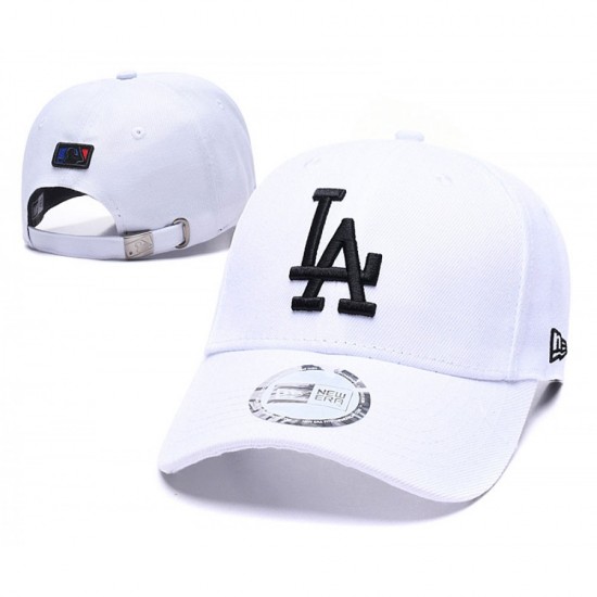 Los Angeles Dodgers White Black Logo Adjustable Hat