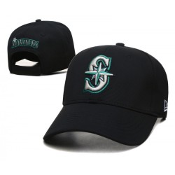 Seattle Mariners Logo Back Patch Black Adjustable Hat