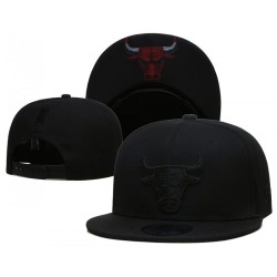 Chicago Bulls Logo Under Visor Black on Black Snapback Hat