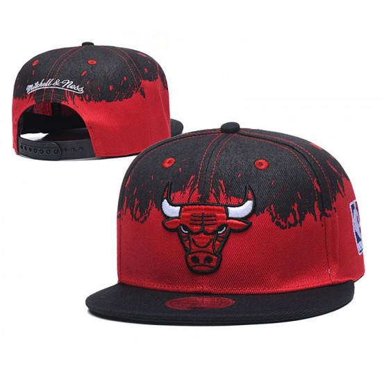 Mitchell & Ness Chicago Bulls Splatter Snapback Hat Cap Red/Black