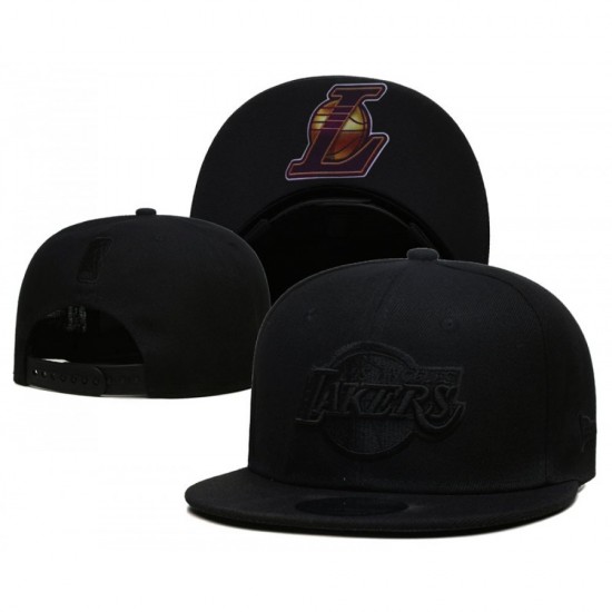 Los Angeles Lakers Logo Under Visor Black on Black Snapback Cap