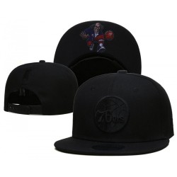 Philadelphia 76ers Logo Under Visor Black on Black Snapback Hat